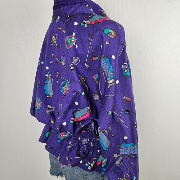 Vintage Drawstring Waist Zip Front Jackets Women's M Purple Golf Tennis‎ Croquet - Picture 2 of 11